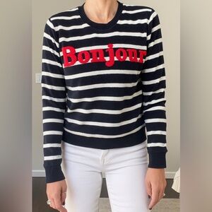 Monoprix Terry Striped Bonjour Pulover Top